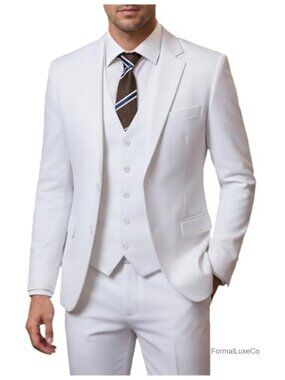 Men's 3 Piece Slim Fit Suit Set Jacket Vest and Pants